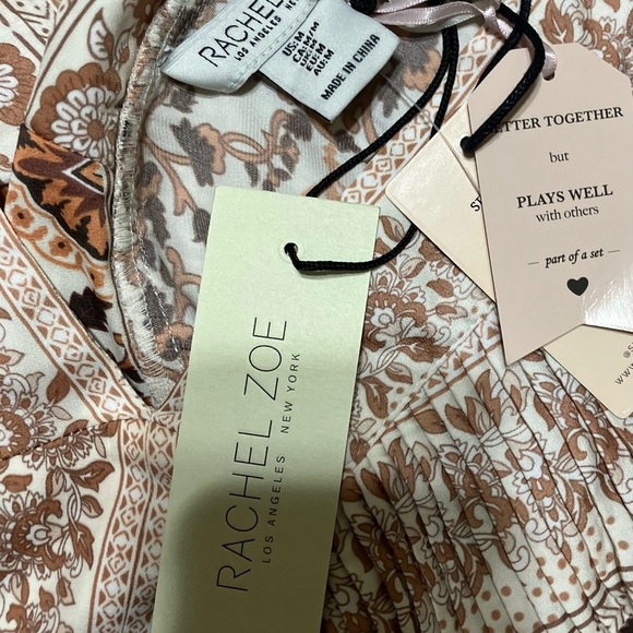 NWT! Rachel Zoe Tan and Brown Smocked Boho Top - Picture 5 of 8